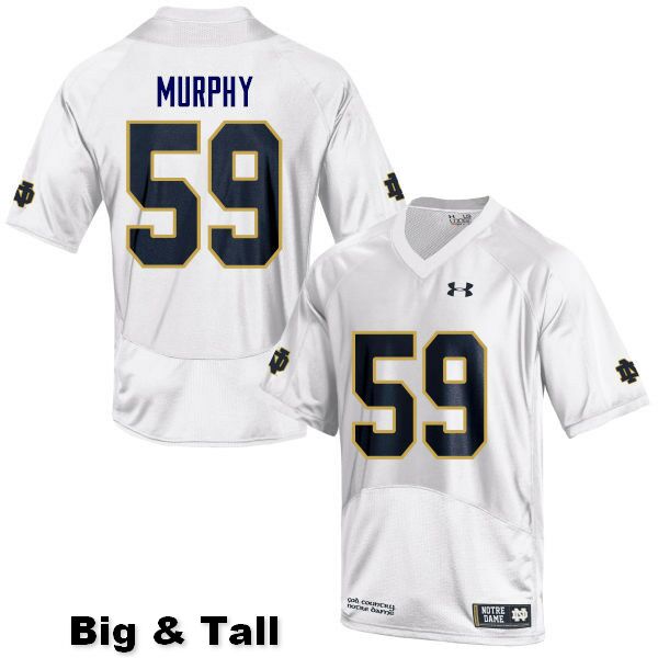 Men's NCAA Notre Dame Fighting Irish #59 Kier Murphy Stitched College Under Armour Authentic White Big & Tall Football Jersey XB10F61DF